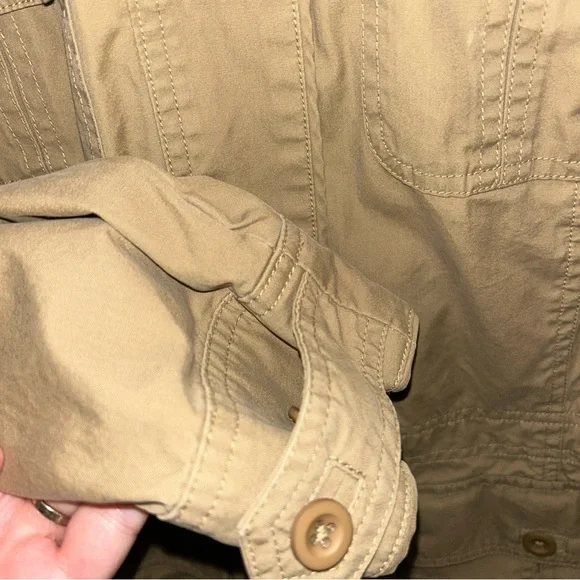 LL Bean Womens Field Jacket Cargo Explorer Safari Cotton Stretch Khaki Small Reg - Picture 4 of 6